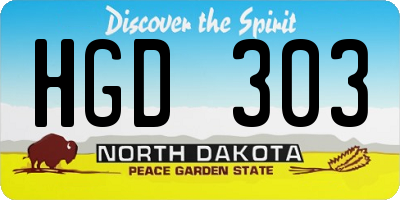ND license plate HGD303