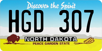 ND license plate HGD307