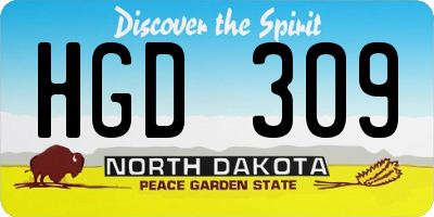 ND license plate HGD309