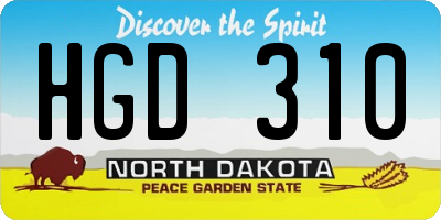 ND license plate HGD310