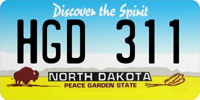 ND license plate HGD311