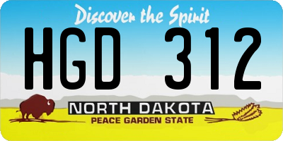 ND license plate HGD312