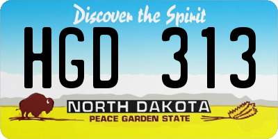ND license plate HGD313