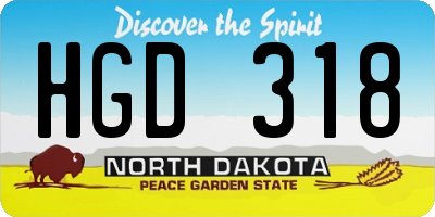 ND license plate HGD318