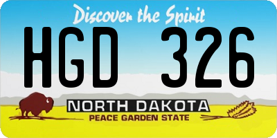 ND license plate HGD326