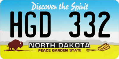 ND license plate HGD332