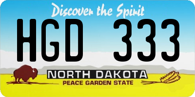 ND license plate HGD333