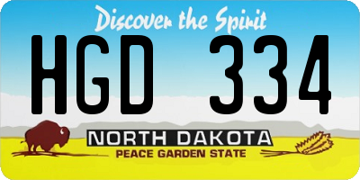 ND license plate HGD334
