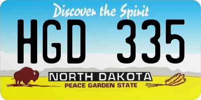 ND license plate HGD335