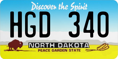 ND license plate HGD340