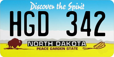 ND license plate HGD342
