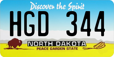 ND license plate HGD344