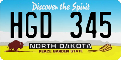 ND license plate HGD345