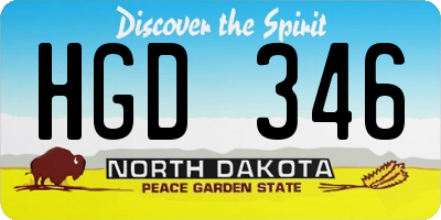 ND license plate HGD346