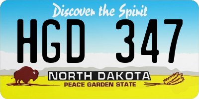 ND license plate HGD347