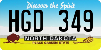 ND license plate HGD349