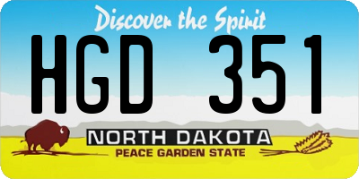 ND license plate HGD351