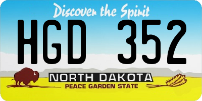 ND license plate HGD352