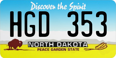ND license plate HGD353