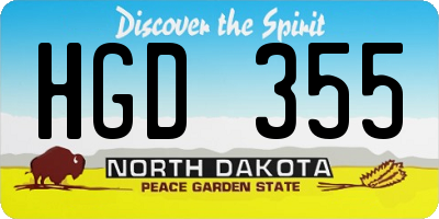 ND license plate HGD355