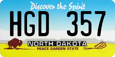 ND license plate HGD357