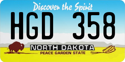 ND license plate HGD358