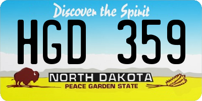 ND license plate HGD359