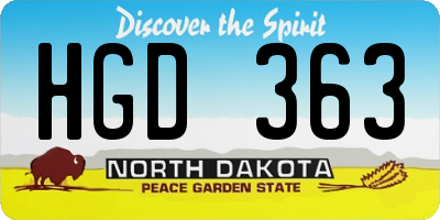 ND license plate HGD363