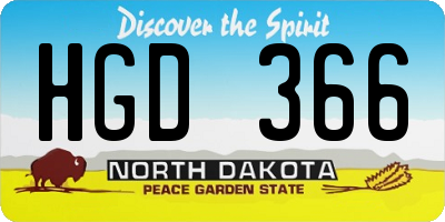 ND license plate HGD366