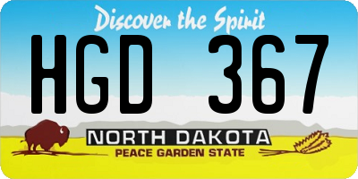 ND license plate HGD367
