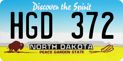 ND license plate HGD372
