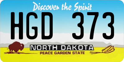 ND license plate HGD373