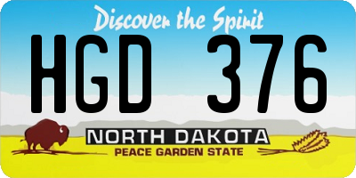 ND license plate HGD376