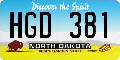 ND license plate HGD381