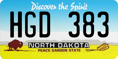 ND license plate HGD383
