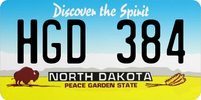 ND license plate HGD384