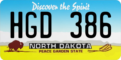 ND license plate HGD386