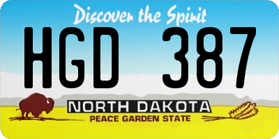 ND license plate HGD387