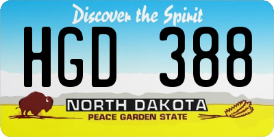 ND license plate HGD388