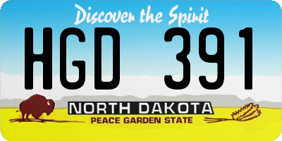 ND license plate HGD391