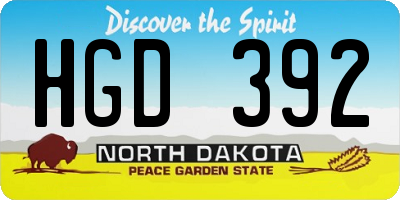 ND license plate HGD392