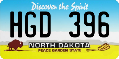 ND license plate HGD396
