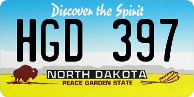 ND license plate HGD397