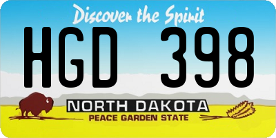 ND license plate HGD398