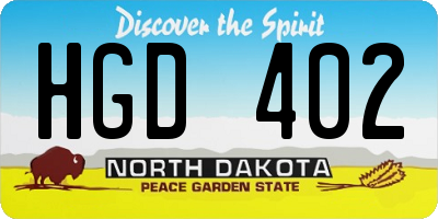 ND license plate HGD402