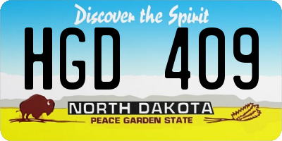 ND license plate HGD409
