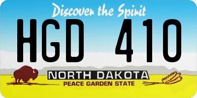 ND license plate HGD410