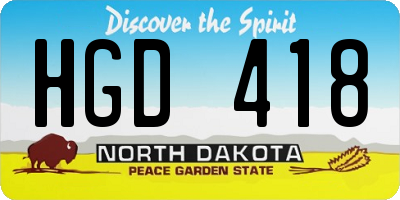 ND license plate HGD418
