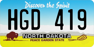 ND license plate HGD419