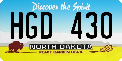 ND license plate HGD430